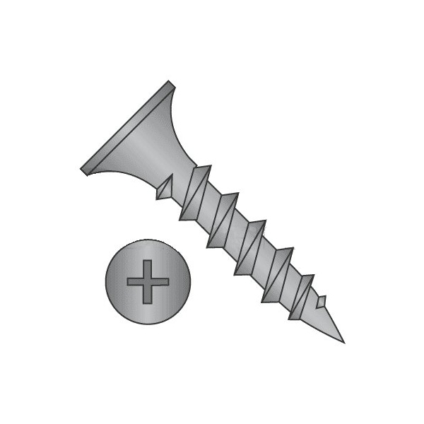 Newport Fasteners Drywall Screw, #6 x 1-5/8 in, Steel, Flat Head Phillips Drive, 5000 PK 809397-5000 - main